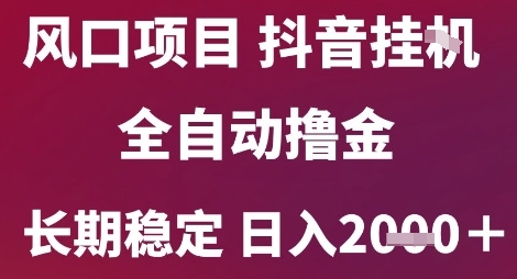 风口项目，六月最新玩法抖音无人挂G，全自动撸金，长期稳定 日入2k+【揭秘】-1号库创业圈