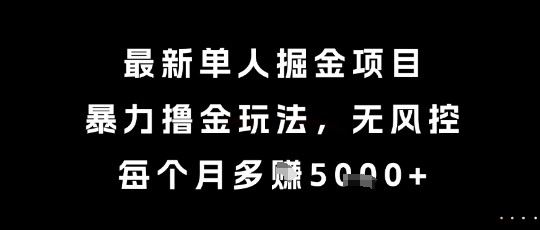 最新单人掘金项目，暴力撸金玩法，无风控，每个月多挣5k+【揭秘】-1号库创业圈