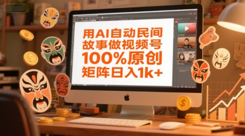 用AI自动民间故事做视频号，100%原创，矩阵日入1k+-1号库创业圈