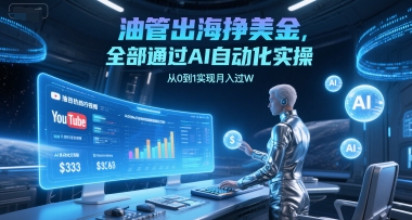 油管出海挣美金，全部通过AI自动化实操，从0到1实现月入过W-1号库创业圈
