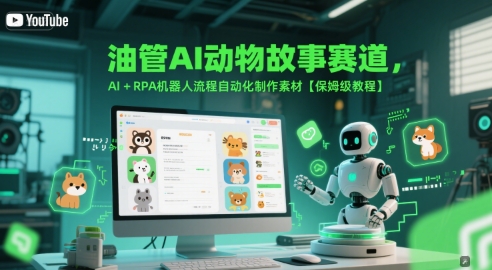 油管AI动物故事赛道，AI+RPA机器人流程自动化制作素材【保姆级教程】-1号库创业圈