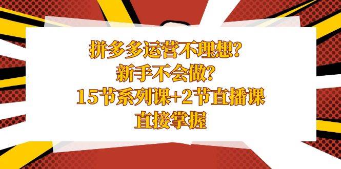 （8479期）拼多多运营不理想？新手不会做？15节系列课+2节直播课，直接掌握-问小徐资源库