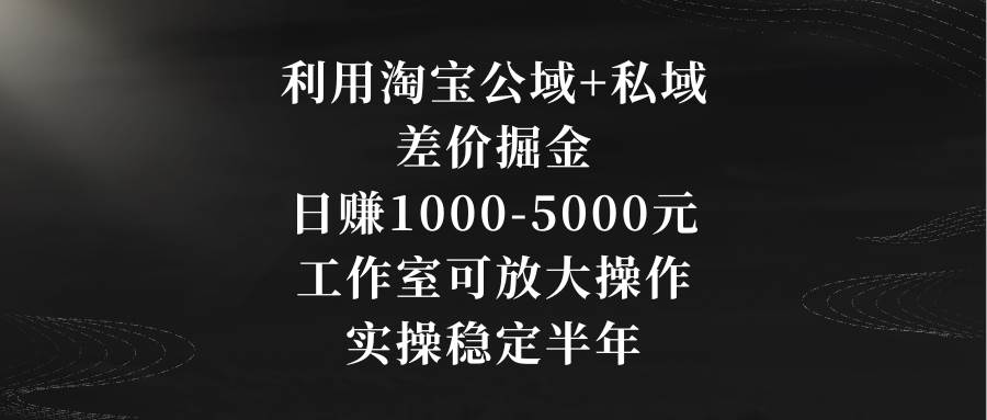 （8952期）利用淘宝公域+私域差价掘金，日赚1000-5000元，工作室可放大操作，实操...-1号库创业圈