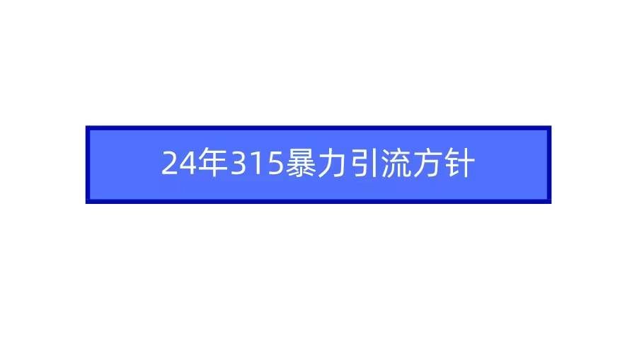 （9398期）2024年315暴力引流方针-1号库创业圈