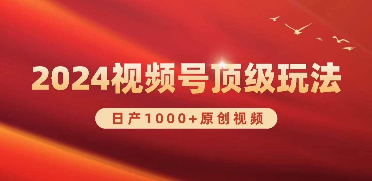 （9905期）2024视频号新赛道，日产1000+原创视频，轻松实现日入3000+-1号库创业圈
