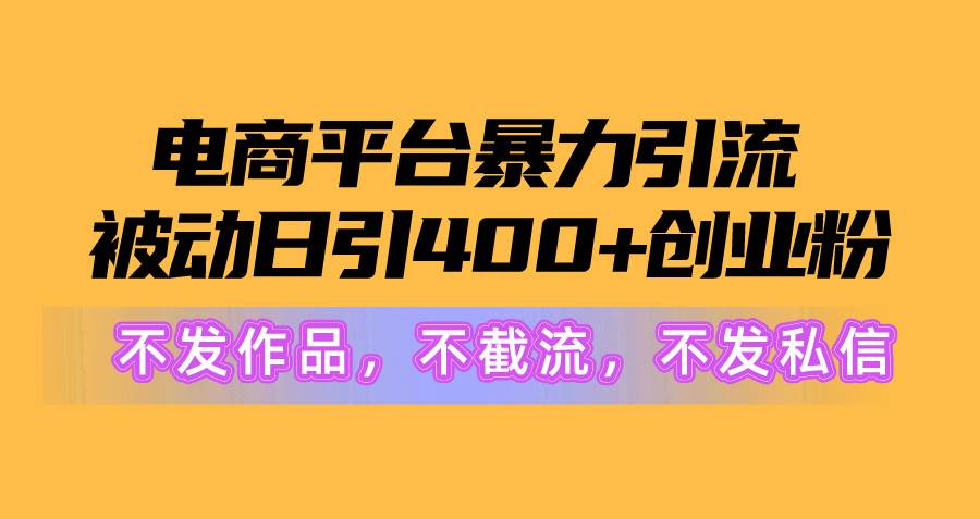 （10168期）电商平台暴力引流,被动日引400+创业粉不发作品，不截流，不发私信-1号库创业圈