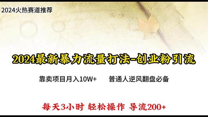（10151期）2024年最新暴力流量打法，每日导入300+，靠卖项目月入10W+-1号库创业圈