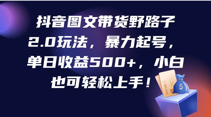 （9790期）抖音图文带货野路子2.0玩法，暴力起号，单日收益500+，小白也可轻松上手！-1号库创业圈