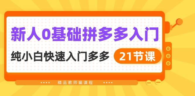 （10299期）新人0基础拼多多入门，​纯小白快速入门多多（21节课）-1号库创业圈