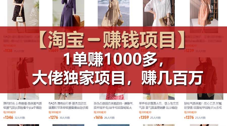 （11685期）【淘宝赚钱项目】1单可赚1000多，大佬独家项目，年赚几百万-1号库创业圈