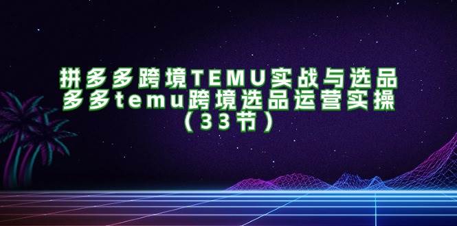 （11934期）拼多多跨境TEMU实战与选品，多多temu跨境选品运营实操（33节）-1号库创业圈