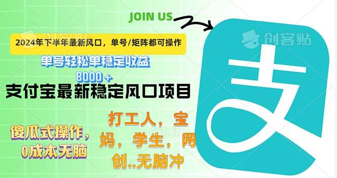 （12563期）下半年最新风口项目，支付宝最稳定玩法，0成本无脑操作，最快当天提现...-1号库创业圈