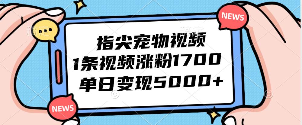 （12549期）指尖宠物视频，1条视频涨粉1700，单日变现5000+-1号库创业圈