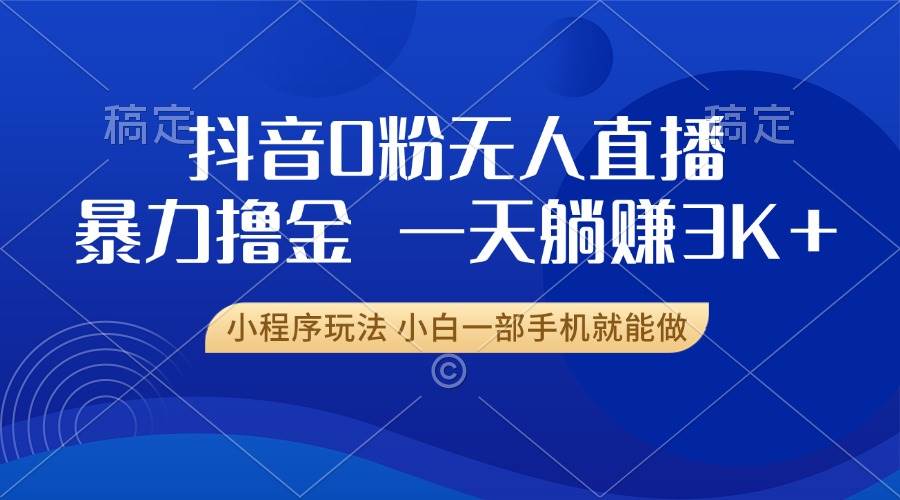 （13449期）抖音0粉无人直播暴力掘金，一天躺赚3K+，小白一部手机就能做-1号库创业圈