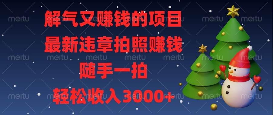 （13686期）解气又赚钱的项目，最新违章拍照赚钱，随手一拍，轻松收入3000+-1号库创业圈
