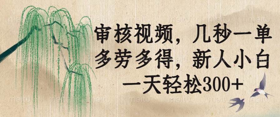 （14202期）审核视频，几秒一单，多劳多得，新人小白一天轻松300+-1号库创业圈