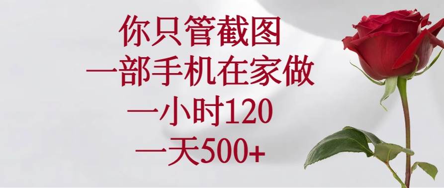 （14248期）你只管截图，一部手机在家做，一小时120，一天500+-1号库创业圈