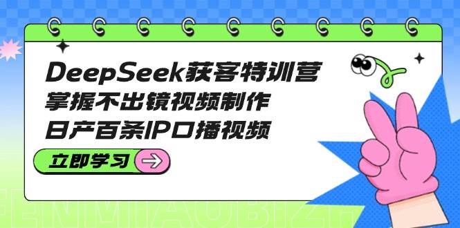 （14544期）DeepSeek获客特训营：掌握不出镜视频制作，日产百条IP口播视频-1号库创业圈