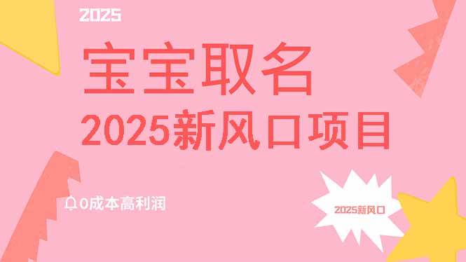 （14593期）2025新风口项目宝宝取名，0成本高利润，附保姆级教程，月入过万不是梦-1号库创业圈