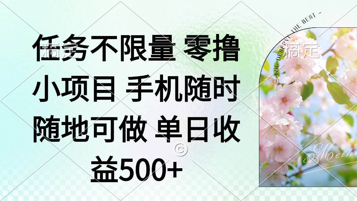 （14391期）零撸小项目 手机随时可做 任务不限量 单日收益500＋-问小徐资源库
