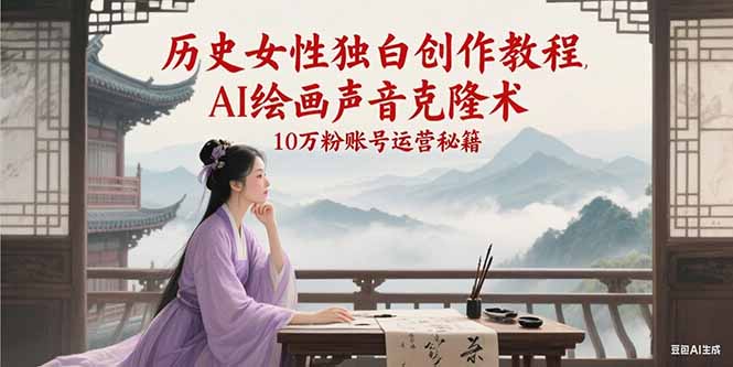 （15186期）历史女性独白创作教程，AI绘画声音克隆术，10万粉账号运营秘籍-1号库创业圈