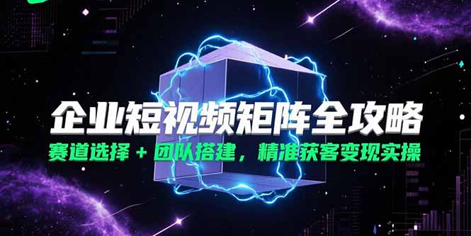 （15242期）企业短视频矩阵全攻略，赛道选择+团队搭建，精准获客变现实操-1号库创业圈