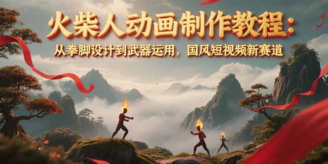 （15171期）火柴人动画制作教程：从拳脚设计到武器运用，国风短视频新赛道-1号库创业圈