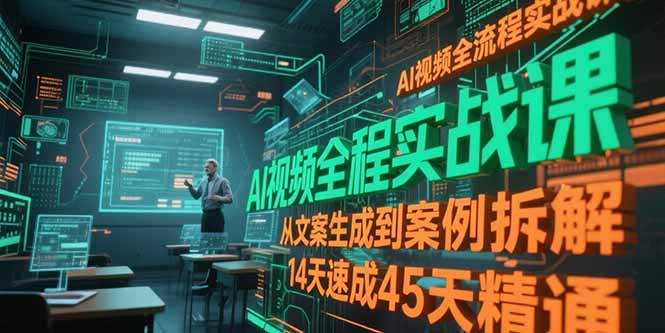 （15172期）AI视频全流程实战课，从文案生成到案例拆解，14天速成45天精通-1号库创业圈