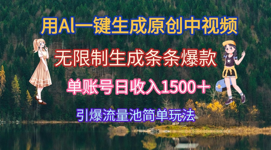 （15210期）用Al一键生成原创中视频，无限制生成条条爆款，单账号日收入1500＋引爆...-1号库创业圈