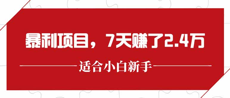 （15228期）最新暴利项目，每单收益轻松在300以上，7天赚了2.4万-1号库创业圈