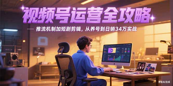 （15217期）2025视频号运营全攻略，推流机制加短剧剪辑，从养号到日销34万实战-1号库创业圈