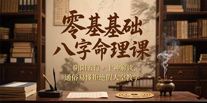 （15283期）零基础八字命理课，阴阳五行+十神解读，通俗易懂拒绝假大空教学-1号库创业圈