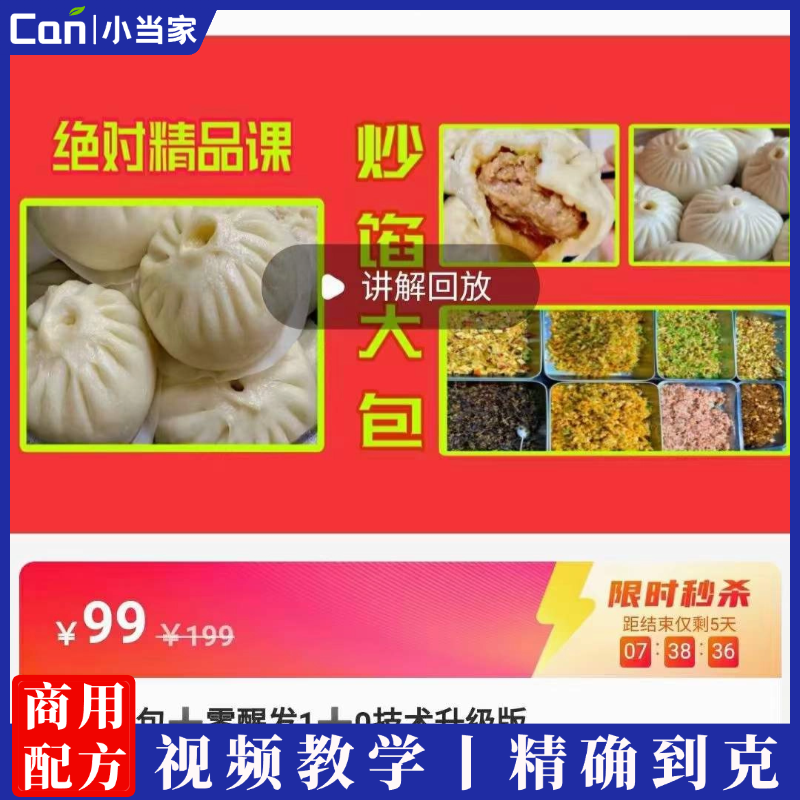 早餐商用炒馅大包技术配方零醒发包子馅料制作视频教程小吃摆摊创业-餐饮小当家