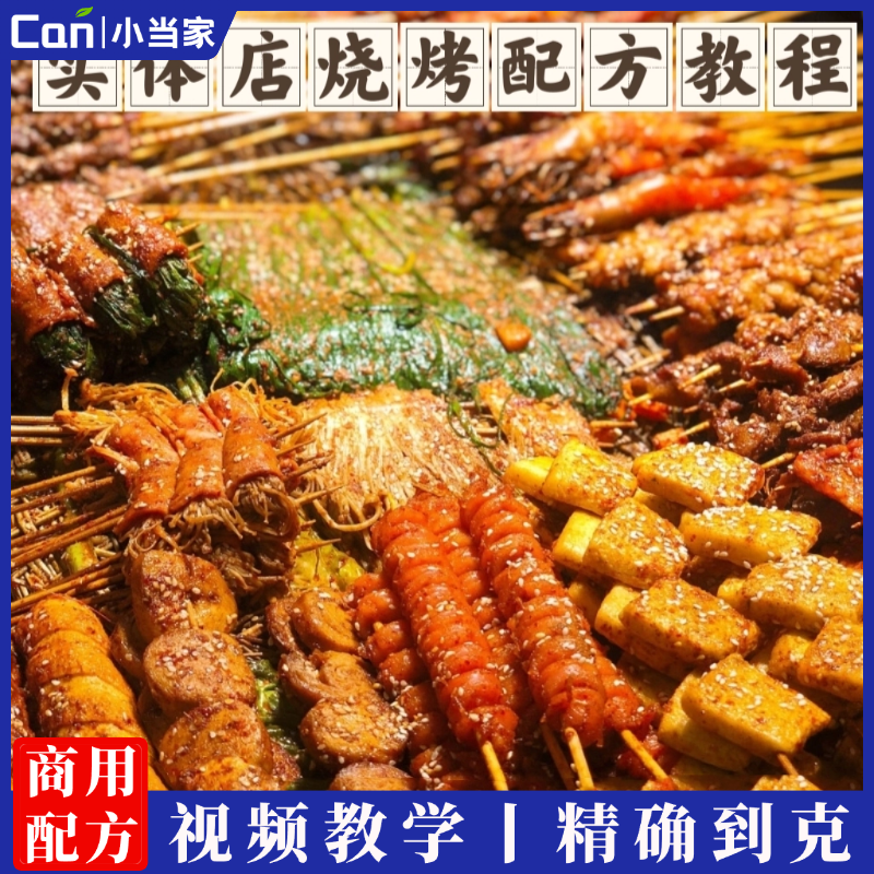 烧烤实体店全套配方技术秘方撒料视频教程地摊烧烤技术配方视频教程小吃-餐饮小当家
