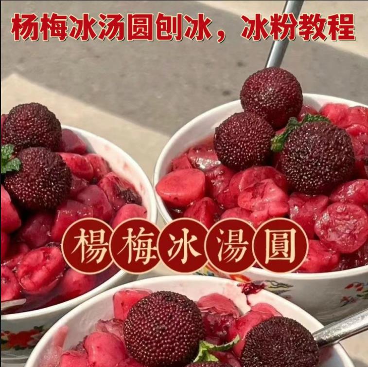 网红杨梅冰汤圆及冰粉制作技术配方视频教程摆摊创业小吃技术培训