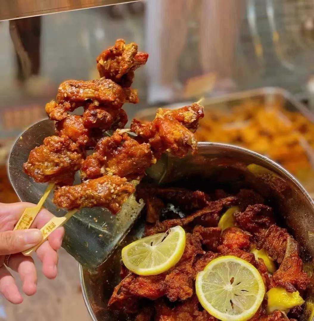 中式炸鸡小吃技术柠檬爆汁蒜香炸鸡鸡锁骨配方炸平菇商用摆摊创业教程